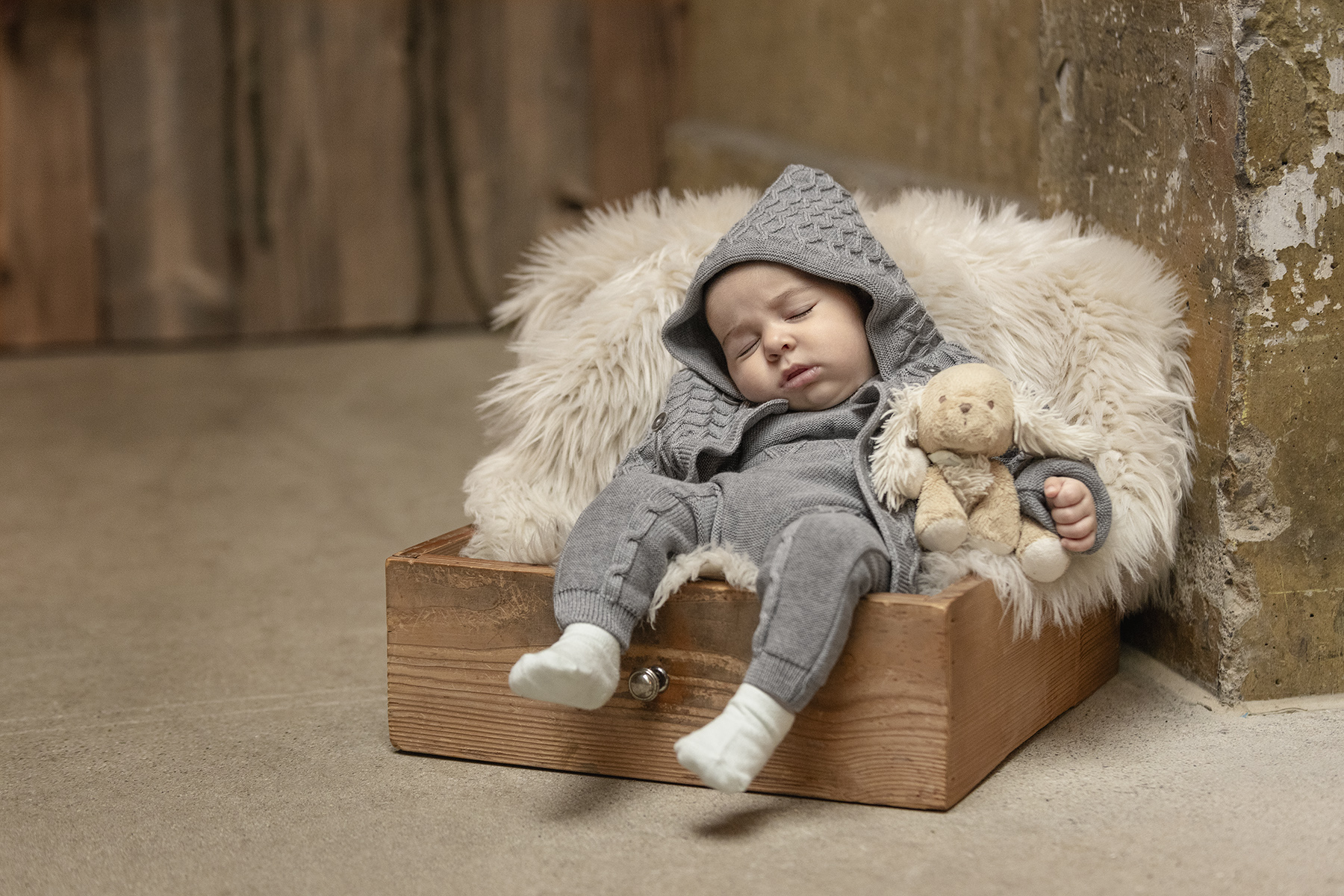 Kapuzenmantel doppelstrick in Grau-mélange aus 100% feinster Merinowolle – Bild 2