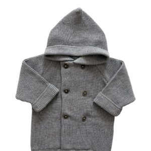 Kapuzenmantel in 250 Grau-Mélange aus 100 % feinster Baumwolle