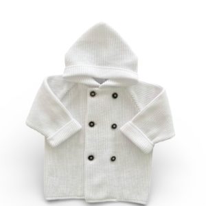 Kapuzenmantel in 100 weiss aus 100 % feinster Baumwolle