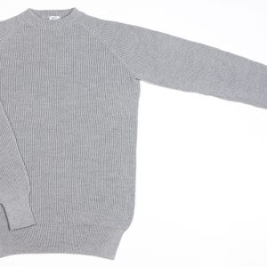 Pullover in Hellgrau-méliert aus 100% feinster Merinowolle